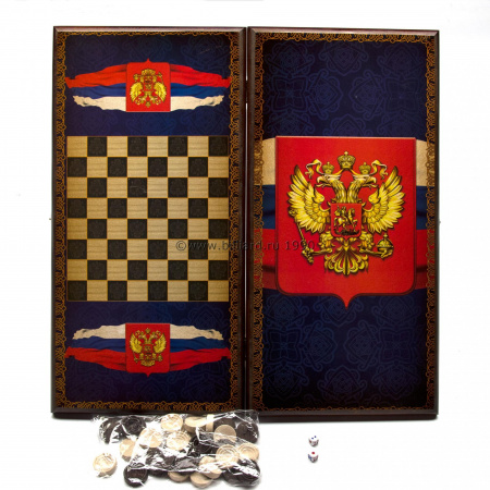 Нарды+шашки "Герб России" 50х50